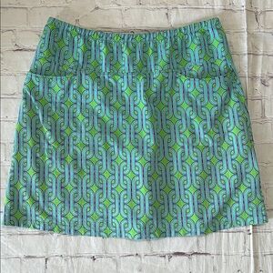 IBKUL Women’s Soft Geometric 50+ UPF Athletic Casual Skort Medium Blue Green